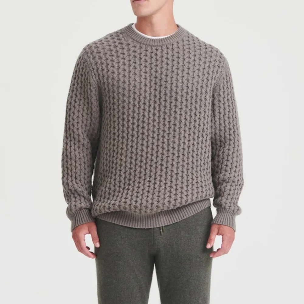 NAADAM Taupe Cashmino Honeycomb Crewneck Sweater